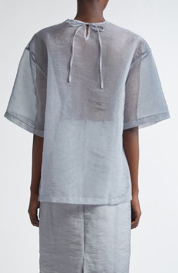 可憐にして大胆 CECILIE BAHNSEN Asra シアー オーガンザ トップ ASRA | TOP UME FLORAL SEQUINS SILVER