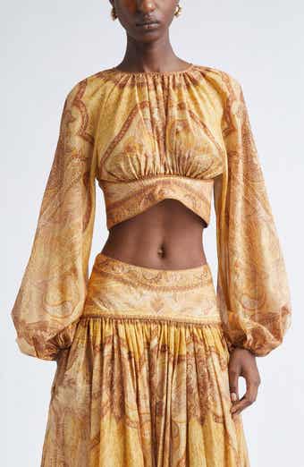 Wanderlust Metallic Paisley Cotton & Silk Crop Top