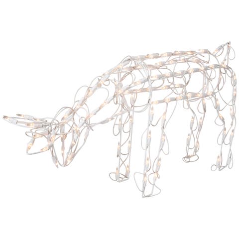 Lighted Feeding Reindeer Outdoor Christmas Decoration - 25" - Clear Lights