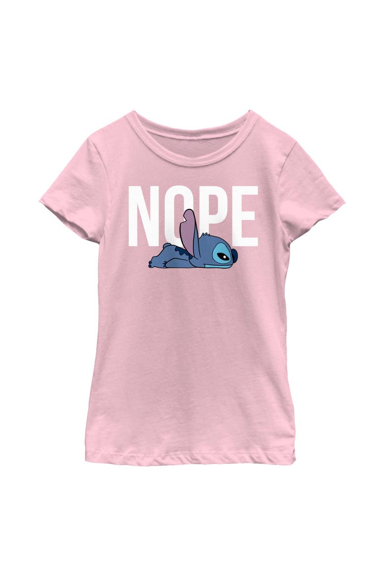 Girl's Lilo & Stitch Nope Tired Pose  Graphic T-Shirt, Main, color, Light Pink