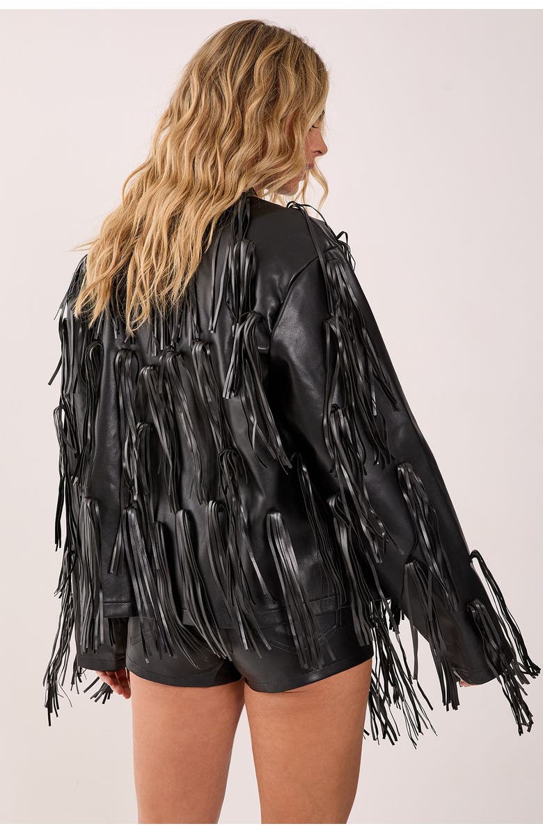 NASTY GAL Faux Leather Tassel Jacket, Alternate, color, Black