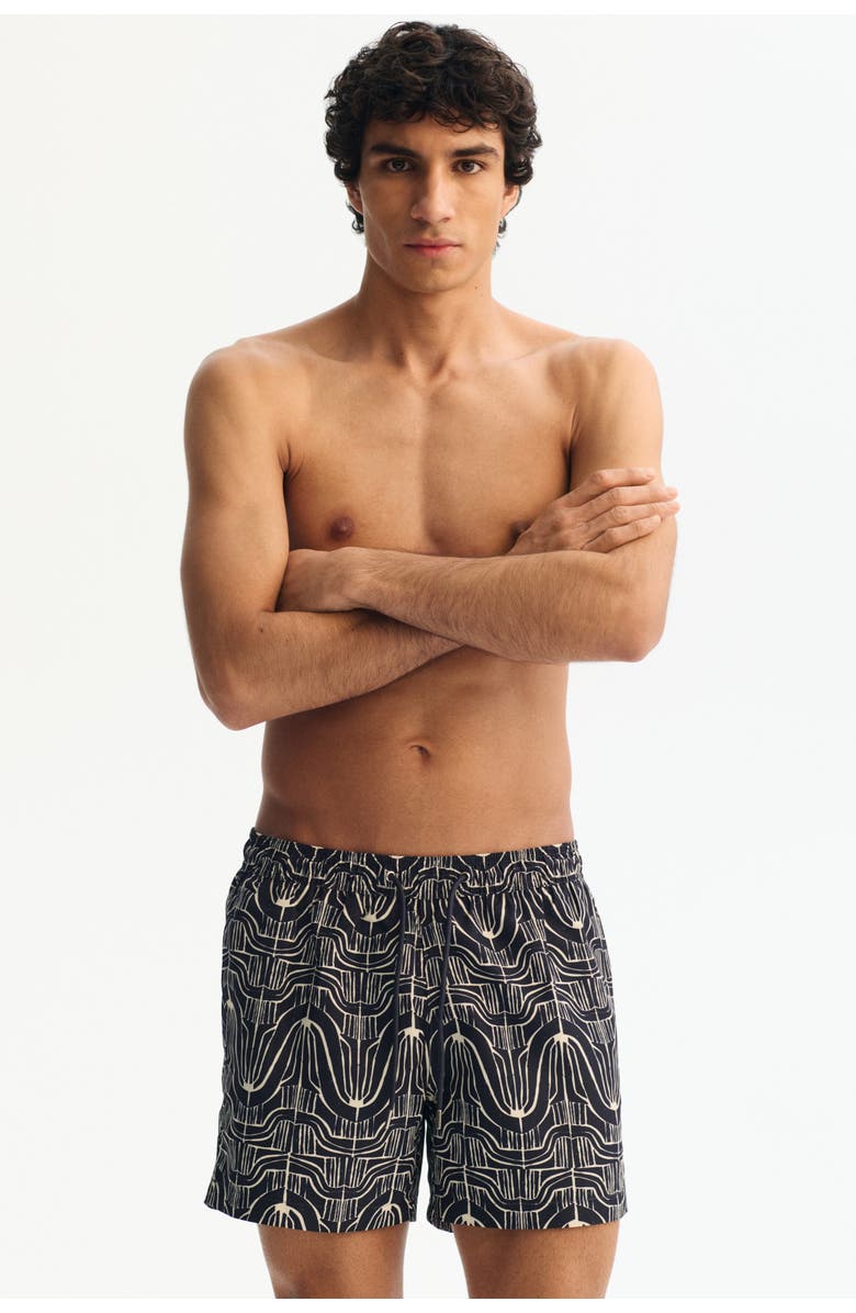 H&M Swim shorts, Main, color, Navy Blue/Patterned