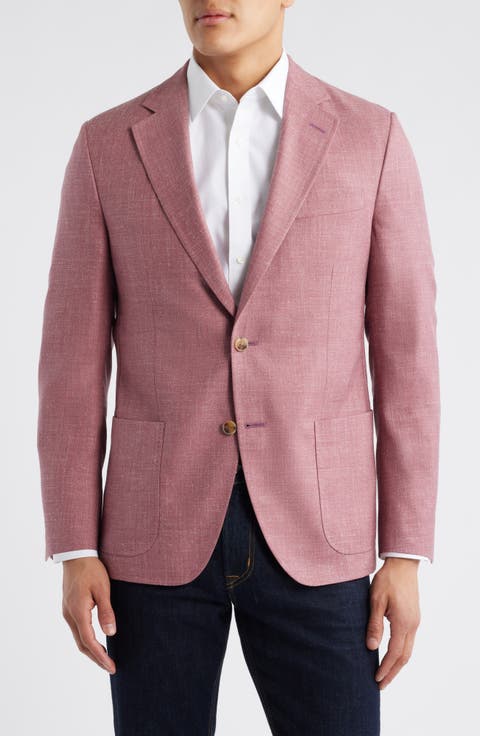 Hyperlight Soft Pink Mélange Wool & Silk Blend Sport Coat (Regular & Big)