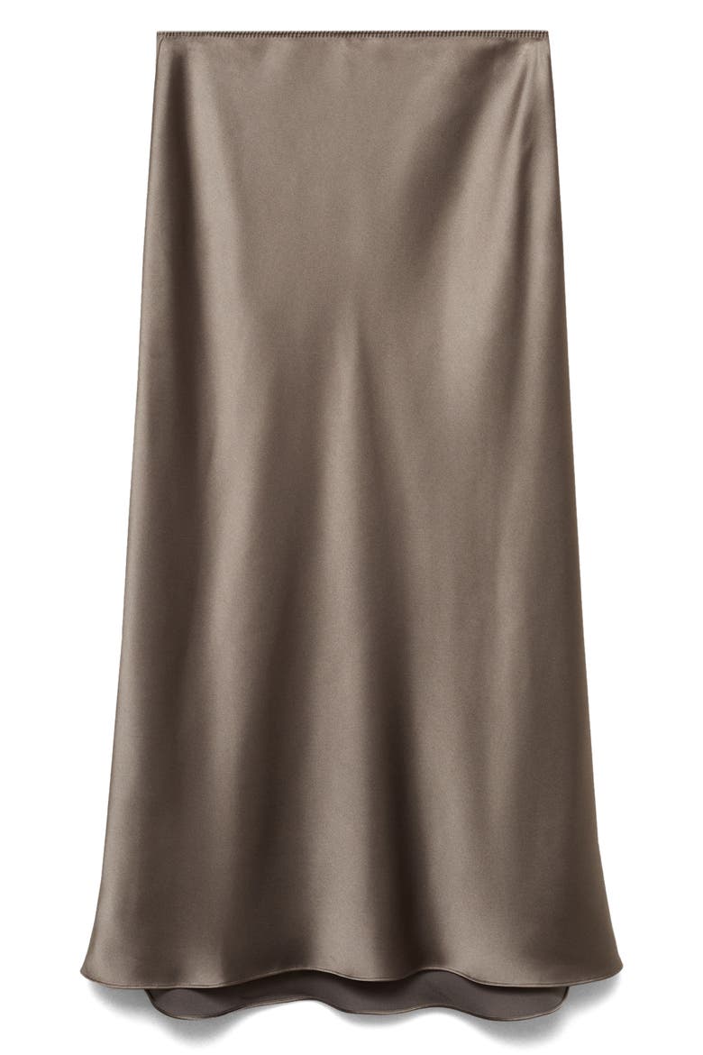 Satin Midi Skirt, Alternate, color, MEDIUM BROWN