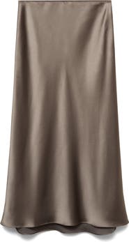 MANGO Satin Midi Skirt