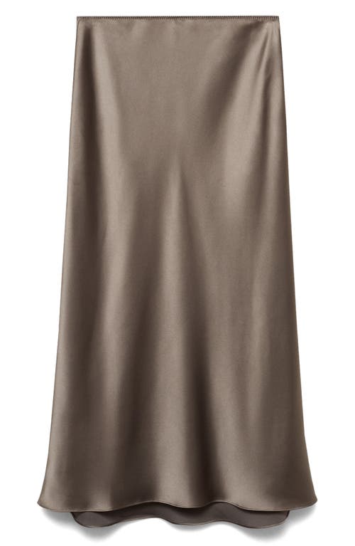 Shop Mango Satin Midi Skirt In Medium Brown