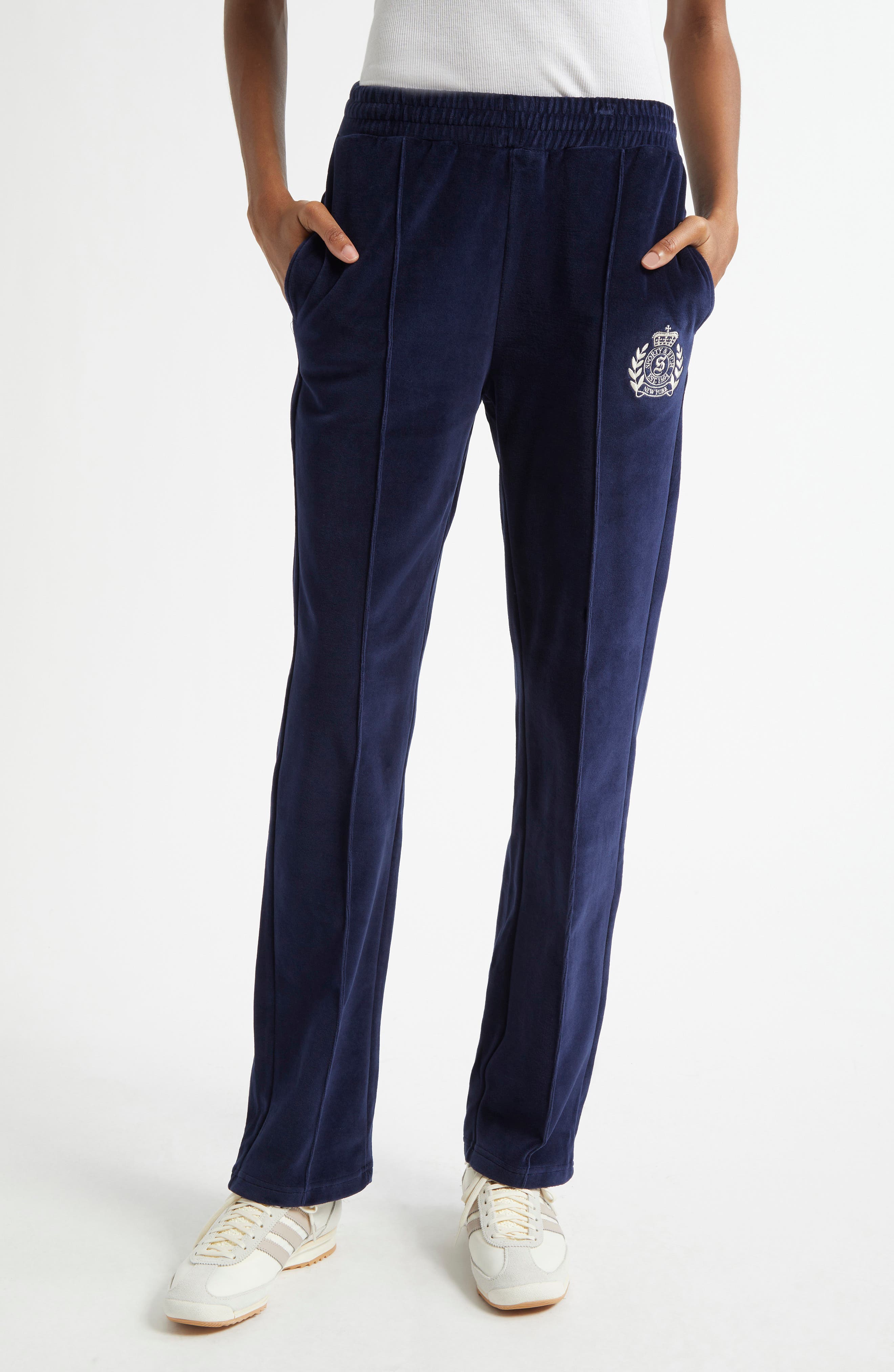 Sporty & Rich Crest Velour Track Pants