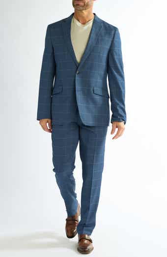 SAVILE ROW CO Blue Windowpane Suit