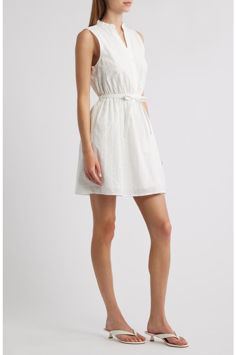 Broderie Mini Shirtdress, Alternate, color, WHITE