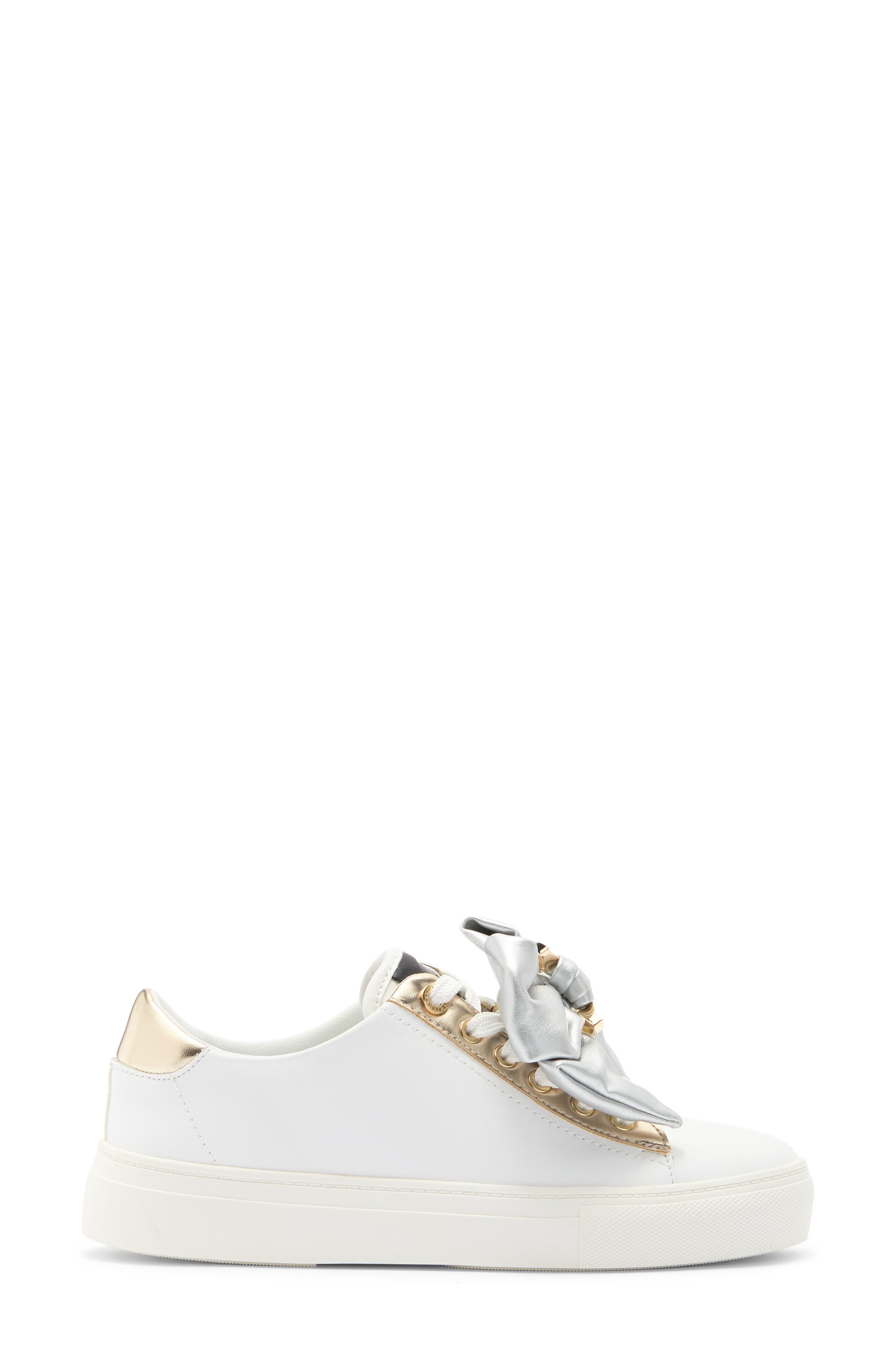 KARL LAGERFELD PARIS Claudette Lace-Up Sneaker, Alternate, color, Bright White/ Silver