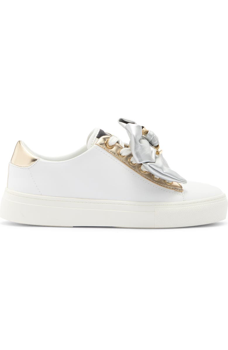 KARL LAGERFELD PARIS Claudette Lace-Up Sneaker, Alternate, color, Bright White/ Silver