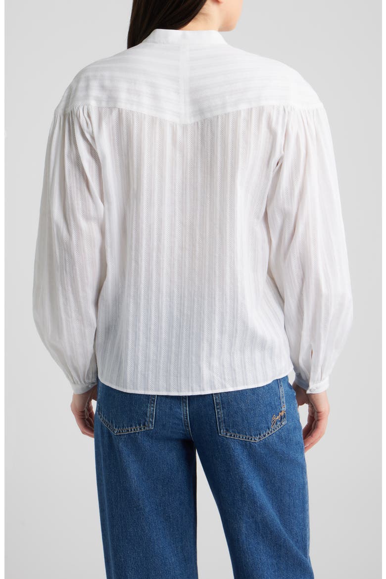Bilmant Embroidered Stripe Cotton Muslin Button-Up Shirt, Alternate, color, WHT