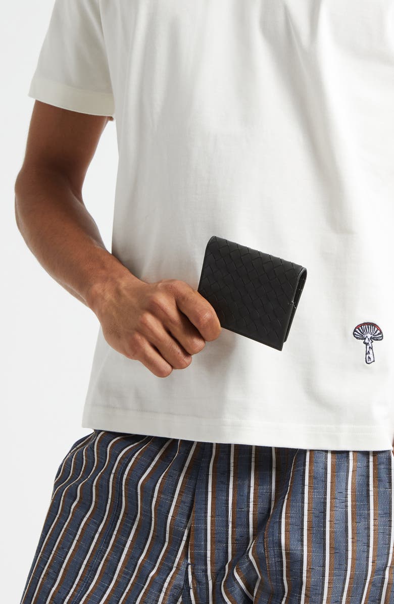 Bottega Veneta Piccolo Intrecciato Leather Bifold Wallet, Alternate, color, 3009 Dark Green-Silver