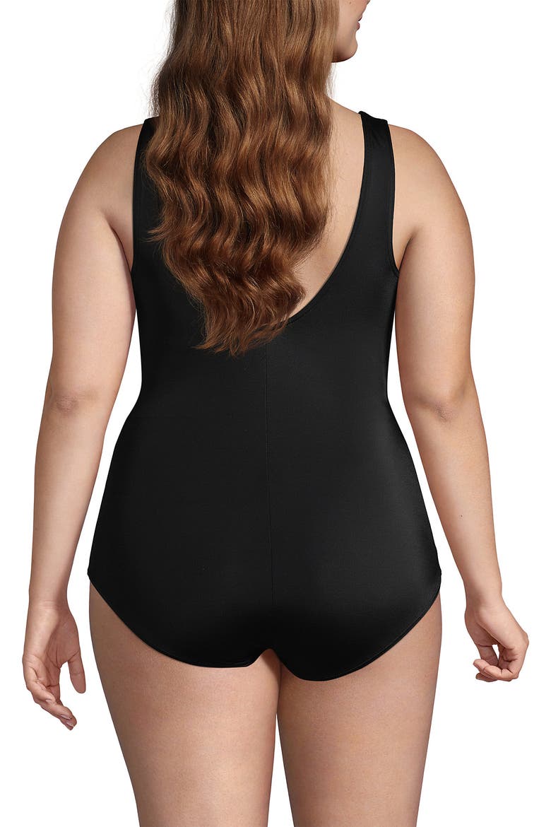 Plus Size Mastectomy Chlorine Resistant Tugless One Piece Swimsuit Soft Cup, Alternate, color, Black