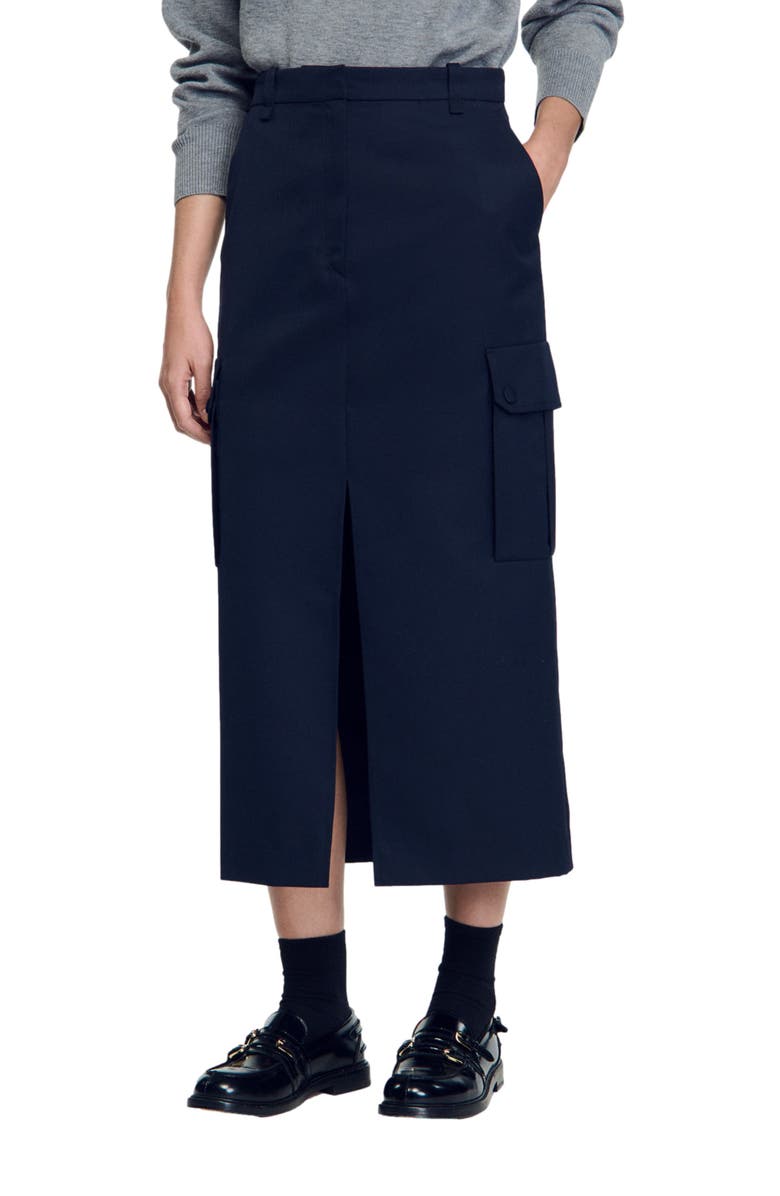 SANDRO Long cargo skirt, Main, color, 