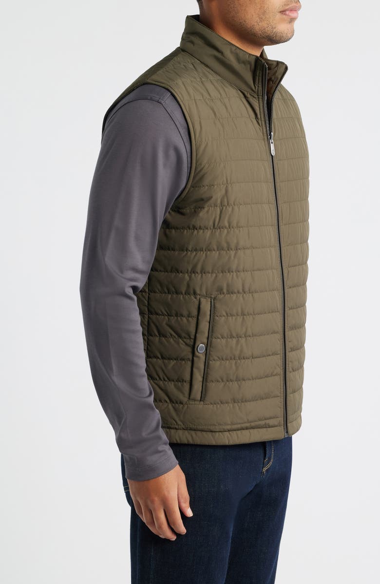 Johnston & Murphy Reversible Quilted & Knit Vest, Alternate, color, Olive/ Marled Olive