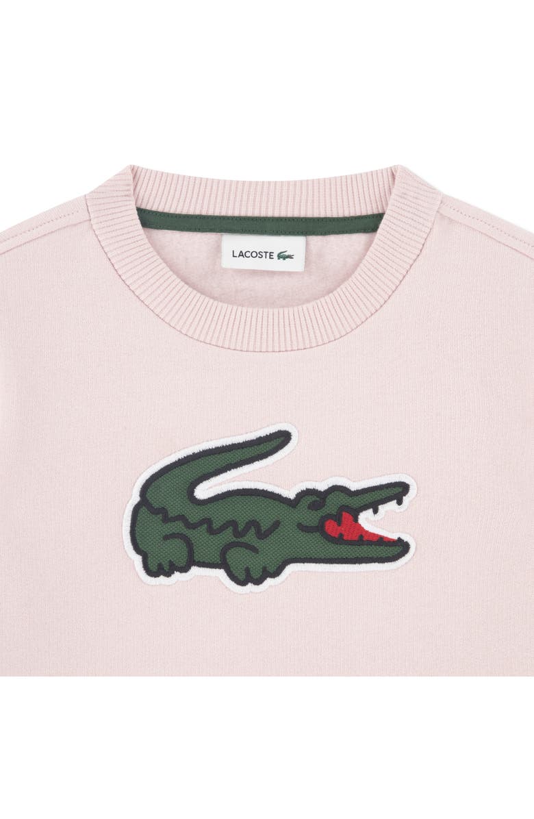 Lacoste Kids' Piqué Appliqué Crewneck Sweatshirt, Alternate, color, Pink
