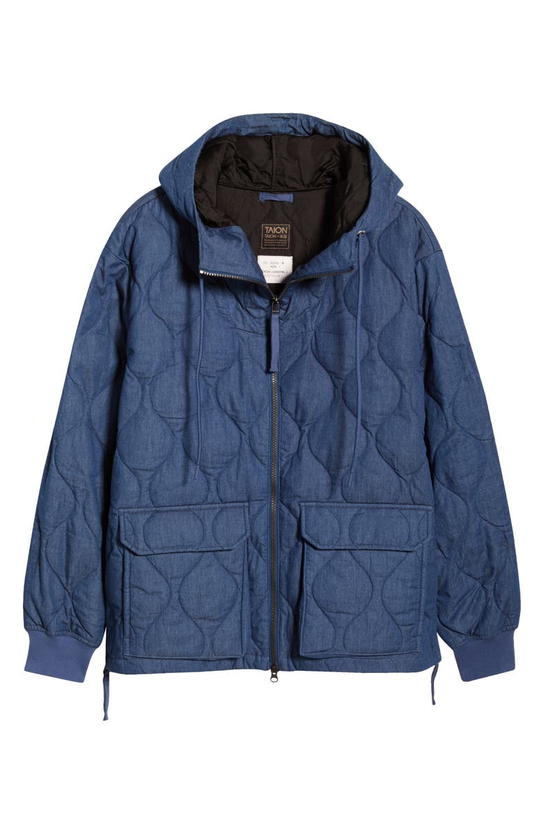 TAION Packable 800 Fill Power Hooded Down Parka, Alternate, color, Indigo Denim