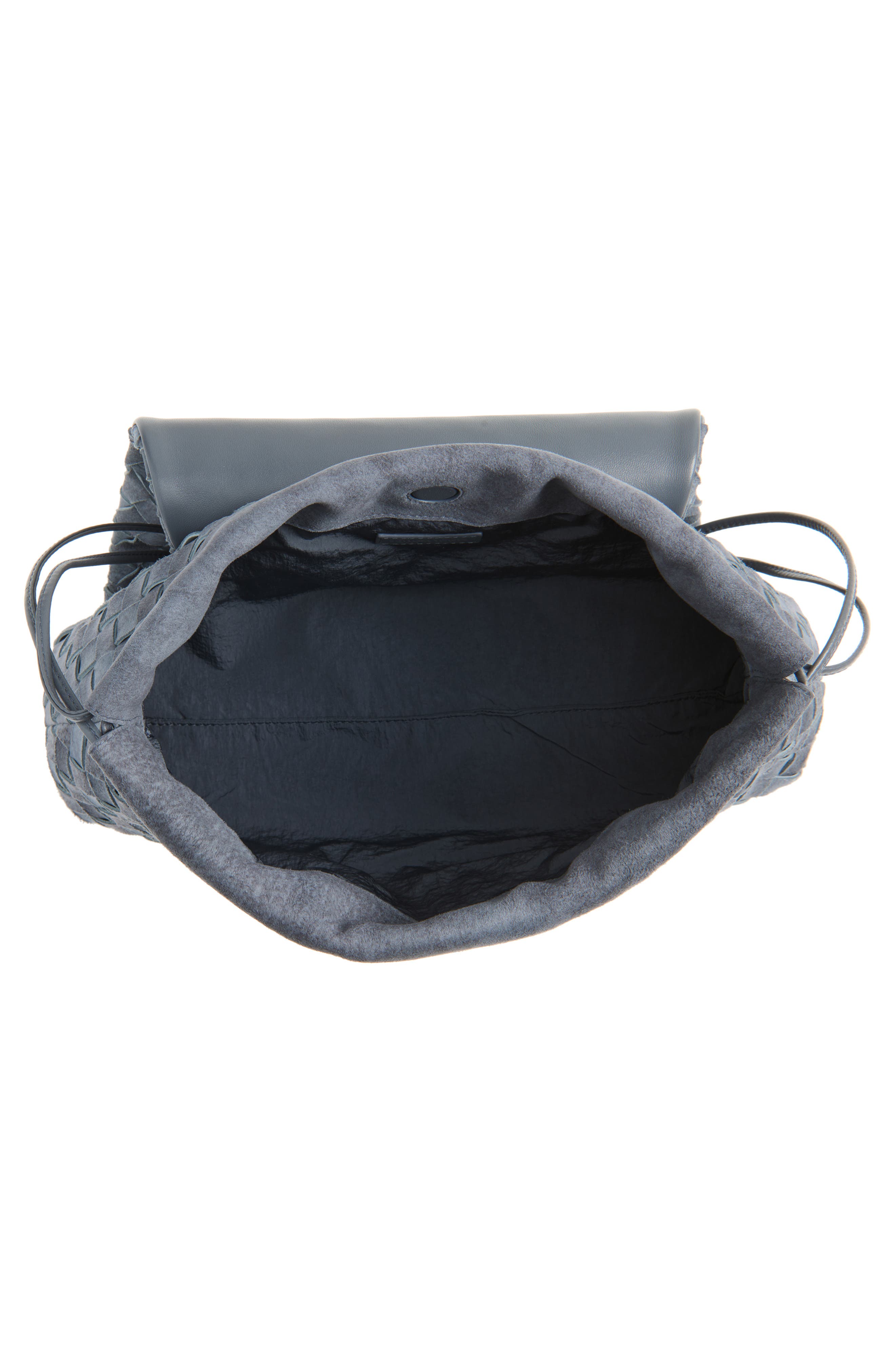 Bottega Veneta Large Intrecciato Suede Pouch, Alternate, color, 4545 Cloudy Indigo/ Gravel
