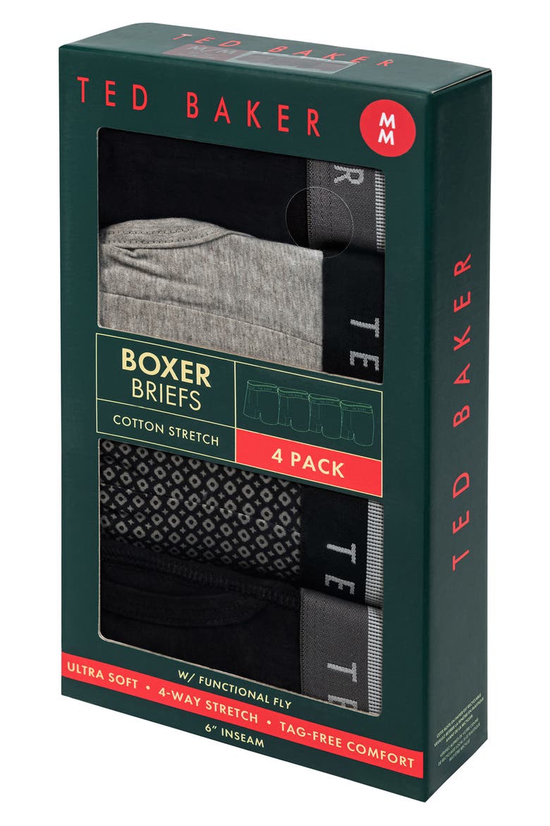 Assorted 4-Pack Stretch Cotton Boxer Briefs, Alternate, color, BLACK / GREY