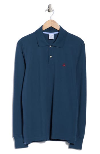 Brooks Brothers Long Sleeve Cotton Polo In Blue