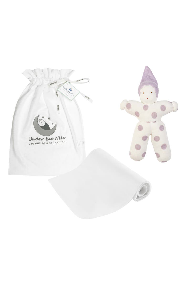 Under the Nile Organic Cotton Swaddle Blanket & Toy Set, Main, color, 