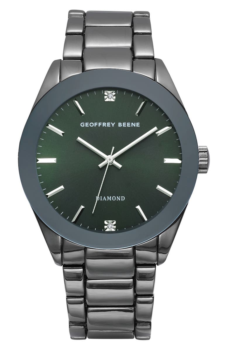 GEOFFREY BEENE Genuine Diamond Bracelet Watch, 41mm - 0.001ct., Main, color, Black