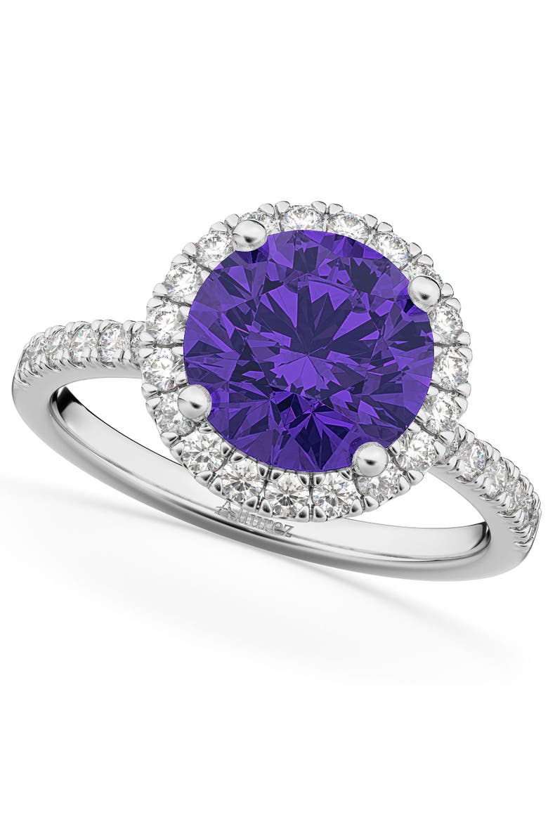 Halo Tanzanite & Diamond Engagement Ring 14K, Main, color, 2.80ct/White Gold