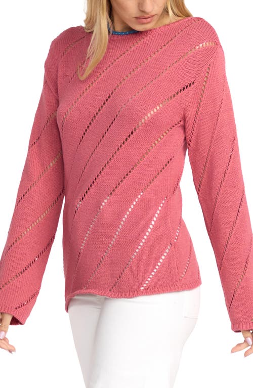 Billabong Sun Lum Open Stitch Sweater In Pink