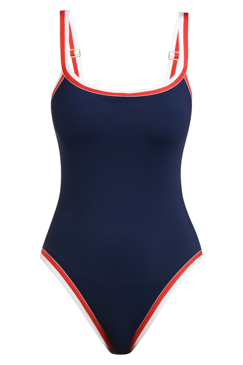 Americana Lingerie One-Piece Swimsuit, Alternate, color, INDIGO