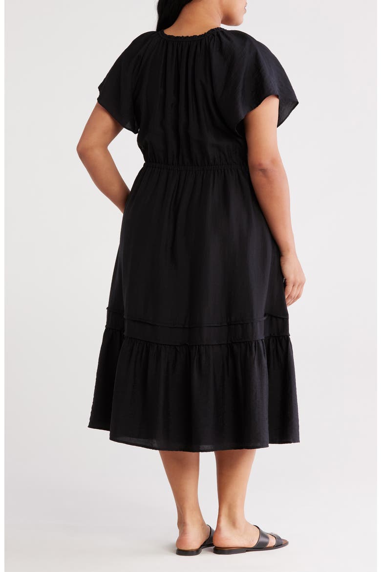 Flutter Sleeve Tiered Dress, Alternate, color, BLACK