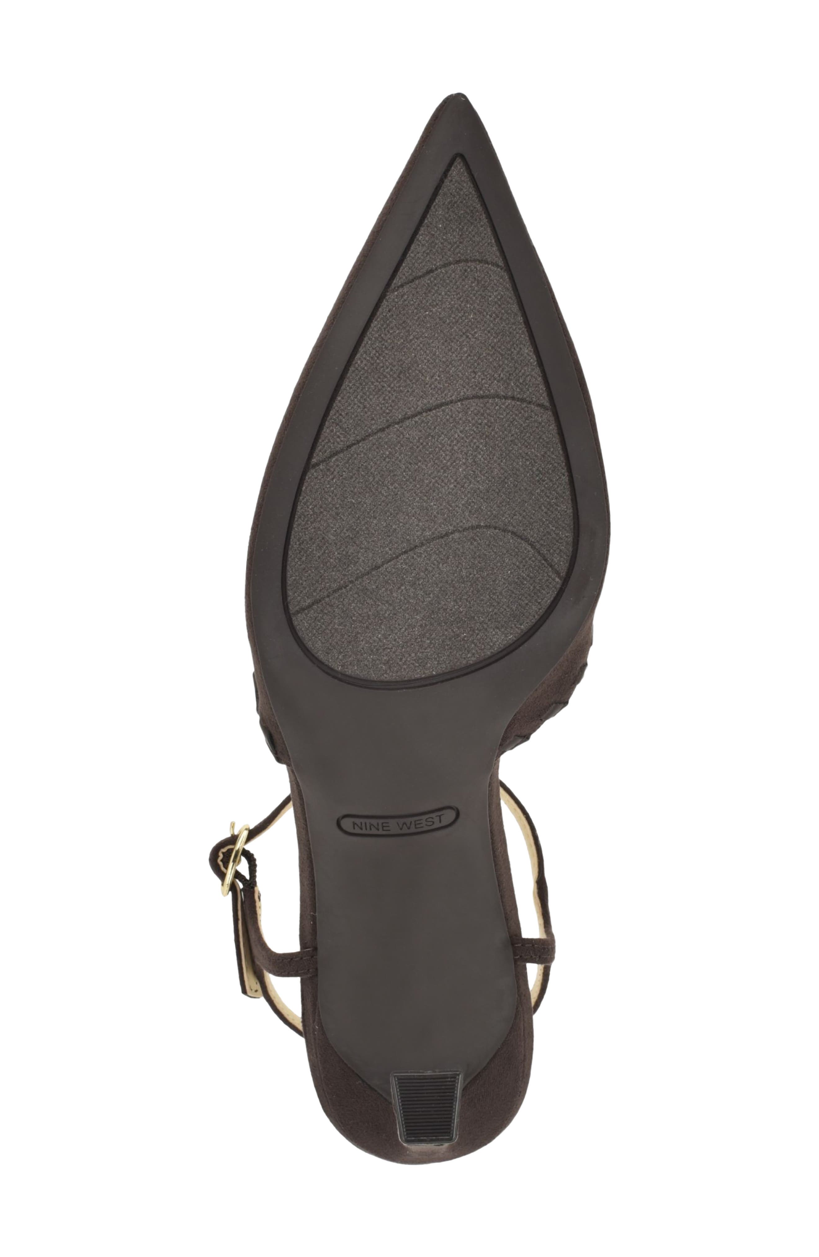 Dezo Faux Suede Pointed Toe Slingback Pump, Alternate, color, DARK BROWN