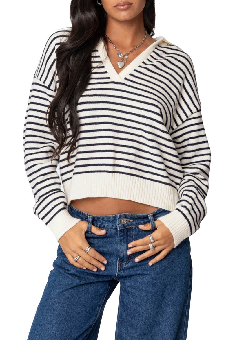 Copenhagen Oversize Stripe Sweater, Main, color, NAVY-AND-CREAM