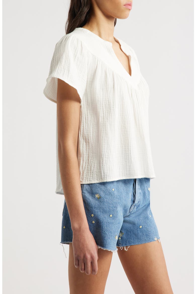 Sayer Organic Cotton Gauze Split Neck Top, Alternate, color, WHITE