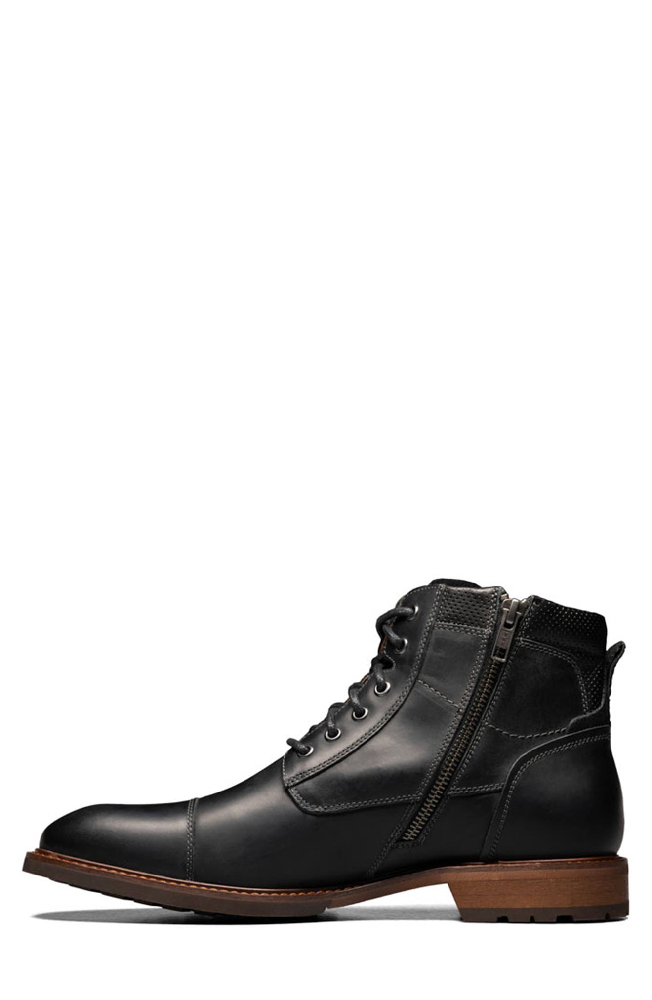 Chalet Leather Cap Toe Boot, Alternate, color, BLACK CH