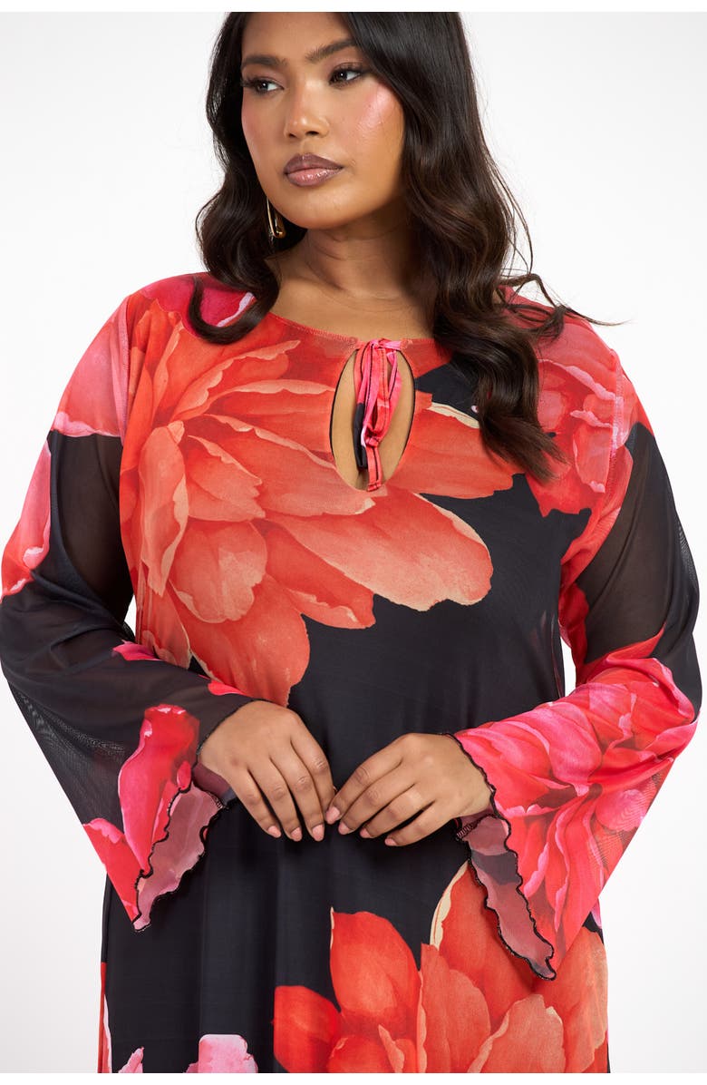 FASHION-SZN CURVE Plus Size Long Sleeve Floral Maxi Dress, Alternate, color, Black