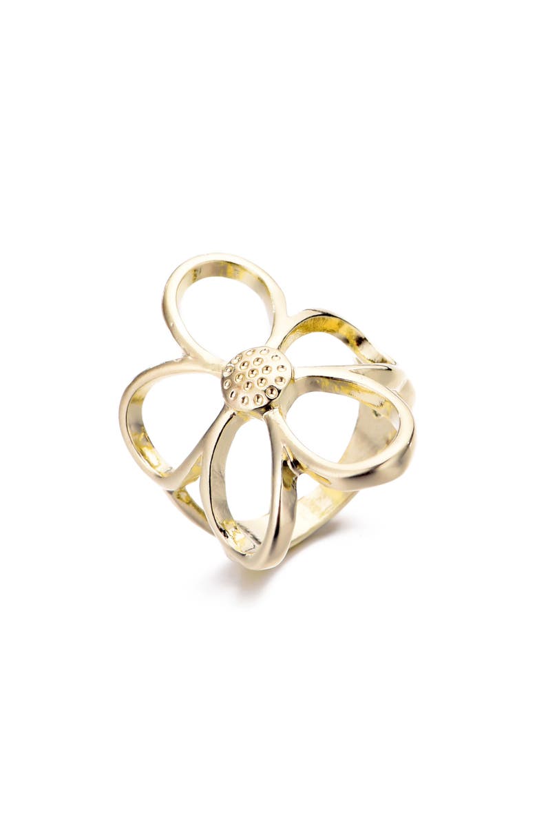 Adornia Flower Outline Ring, Alternate, color, Gold