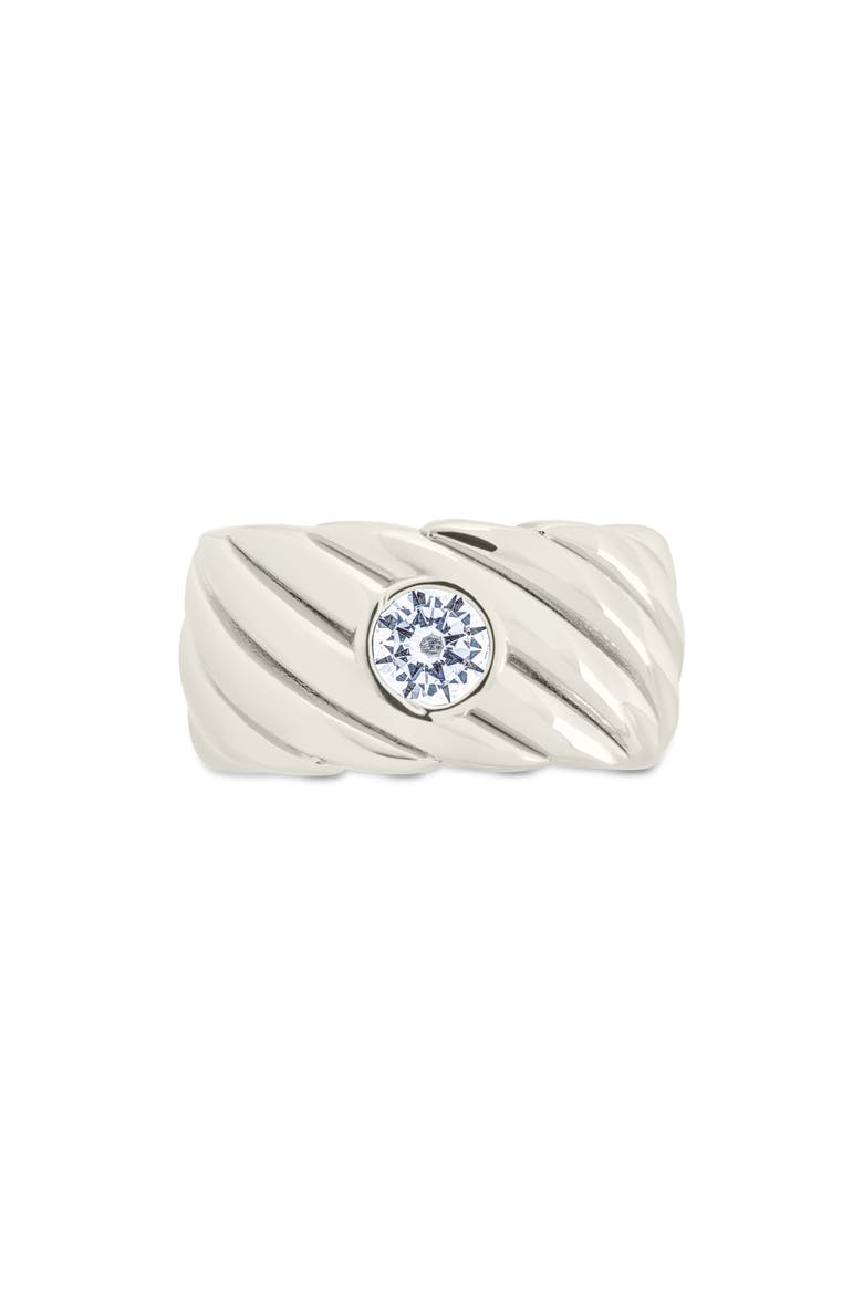 Blythe Cubic Zirconia Woven Band Ring, Alternate, color, SILVER