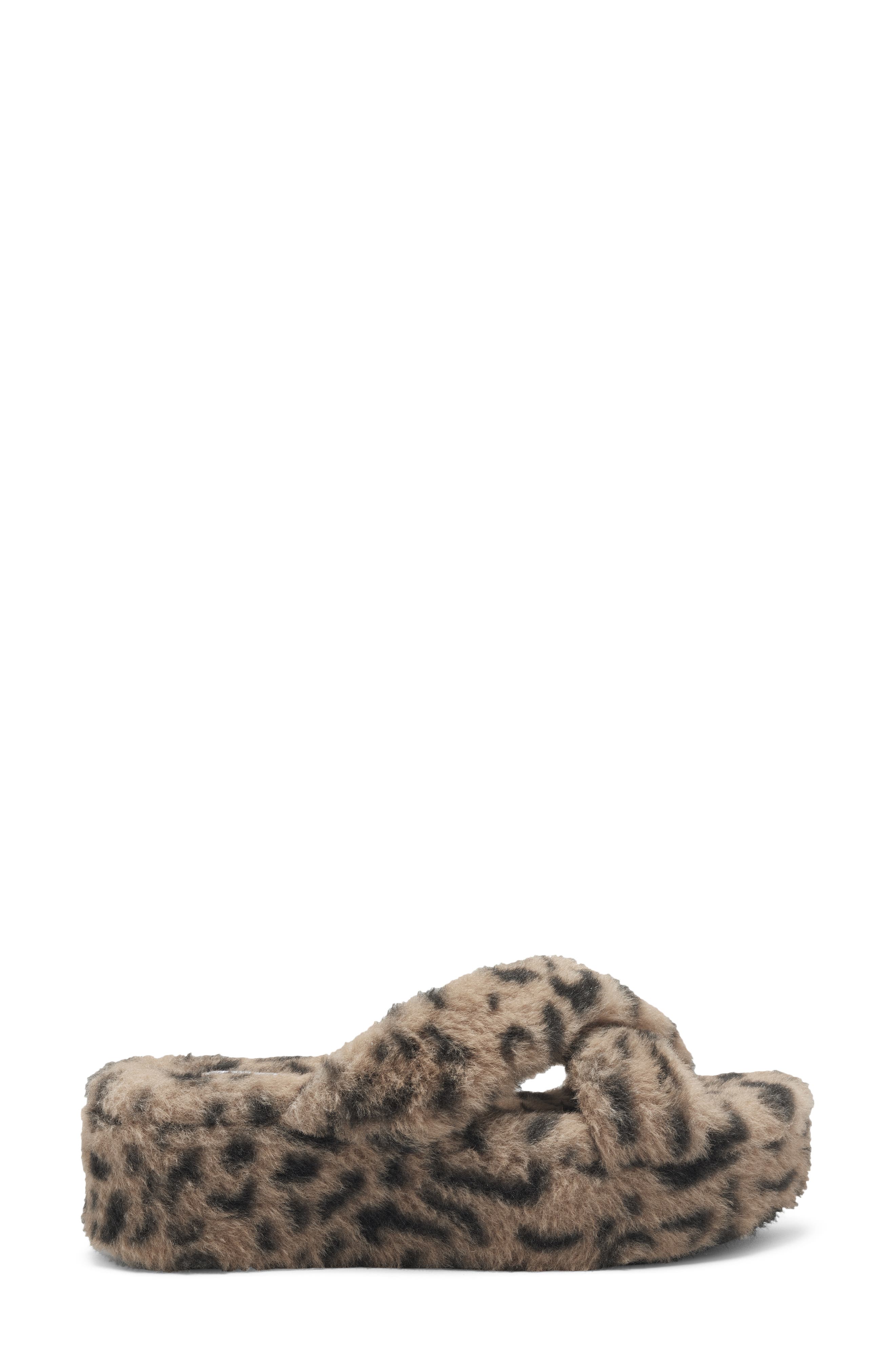 Talulla Faux Fur Platform Cozy Slip-On Sandal, Alternate, color, NATURAL