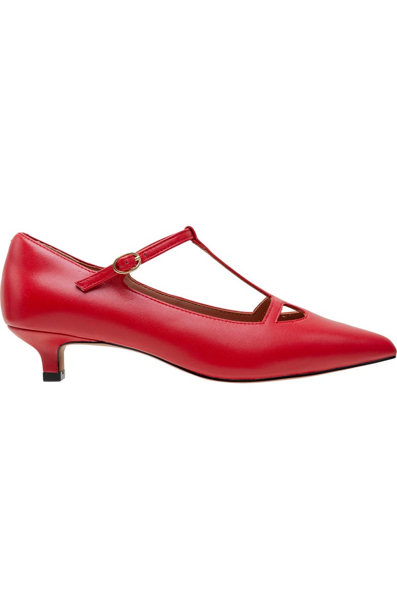 Linea Paolo Celia Pointed Toe T-Strap Pump, Alternate, color, True Red