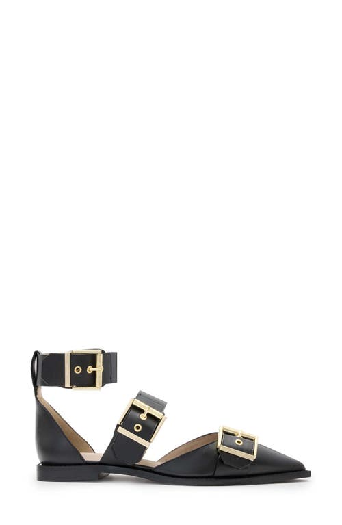 Allsaints Womens Black Sutton Multi-strap Flat Leather Courts In Black
