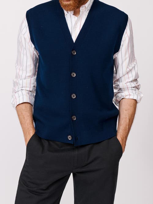 Aubin Portman 100% Wool Waistcoat In Blue