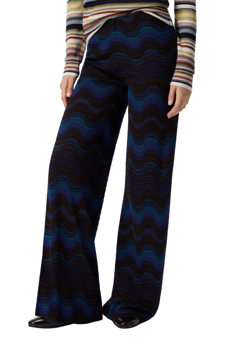 Missoni Palazzo Trousers With Wave Pattern, Alternate, color, Yellow
Brown