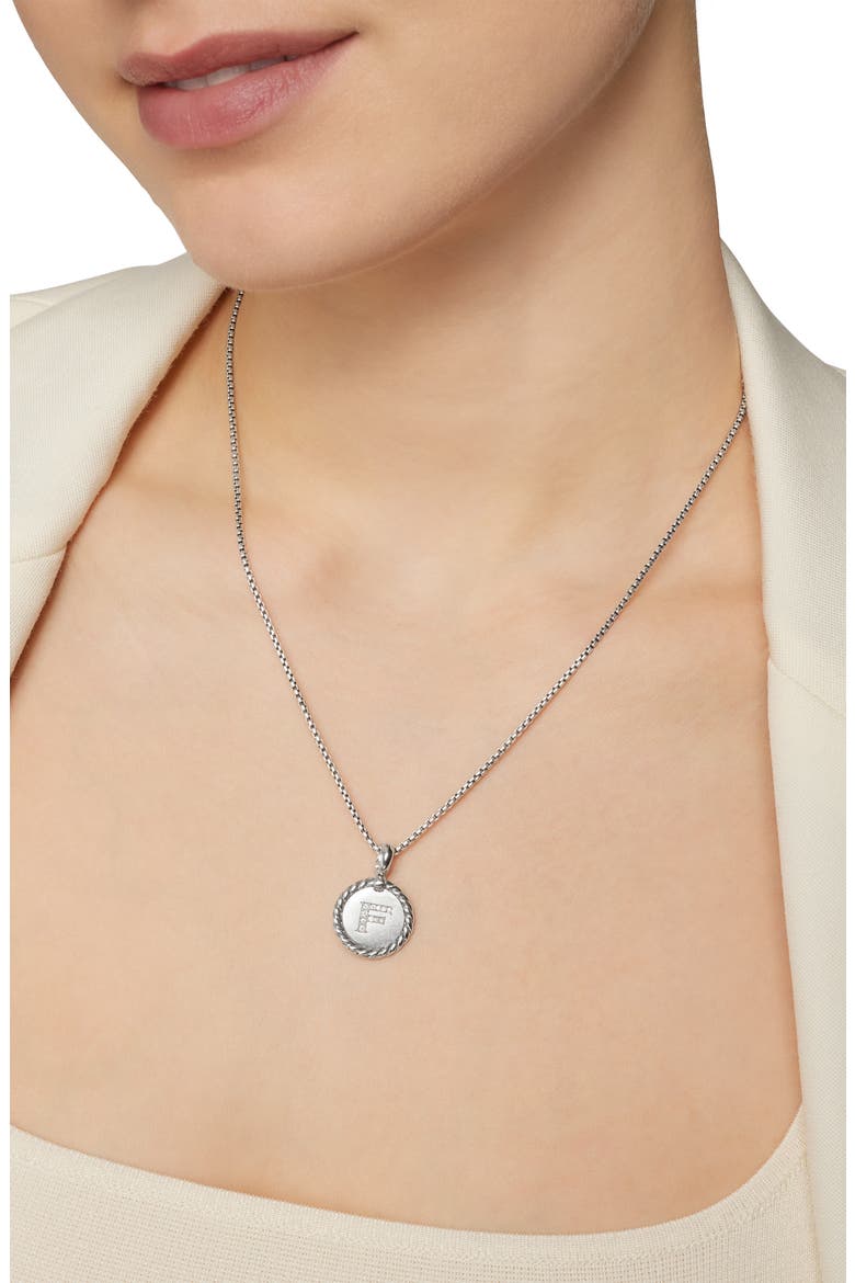 Initial Charm Necklace with Diamonds, Alternate, color, SILVER/ DIAMOND-F