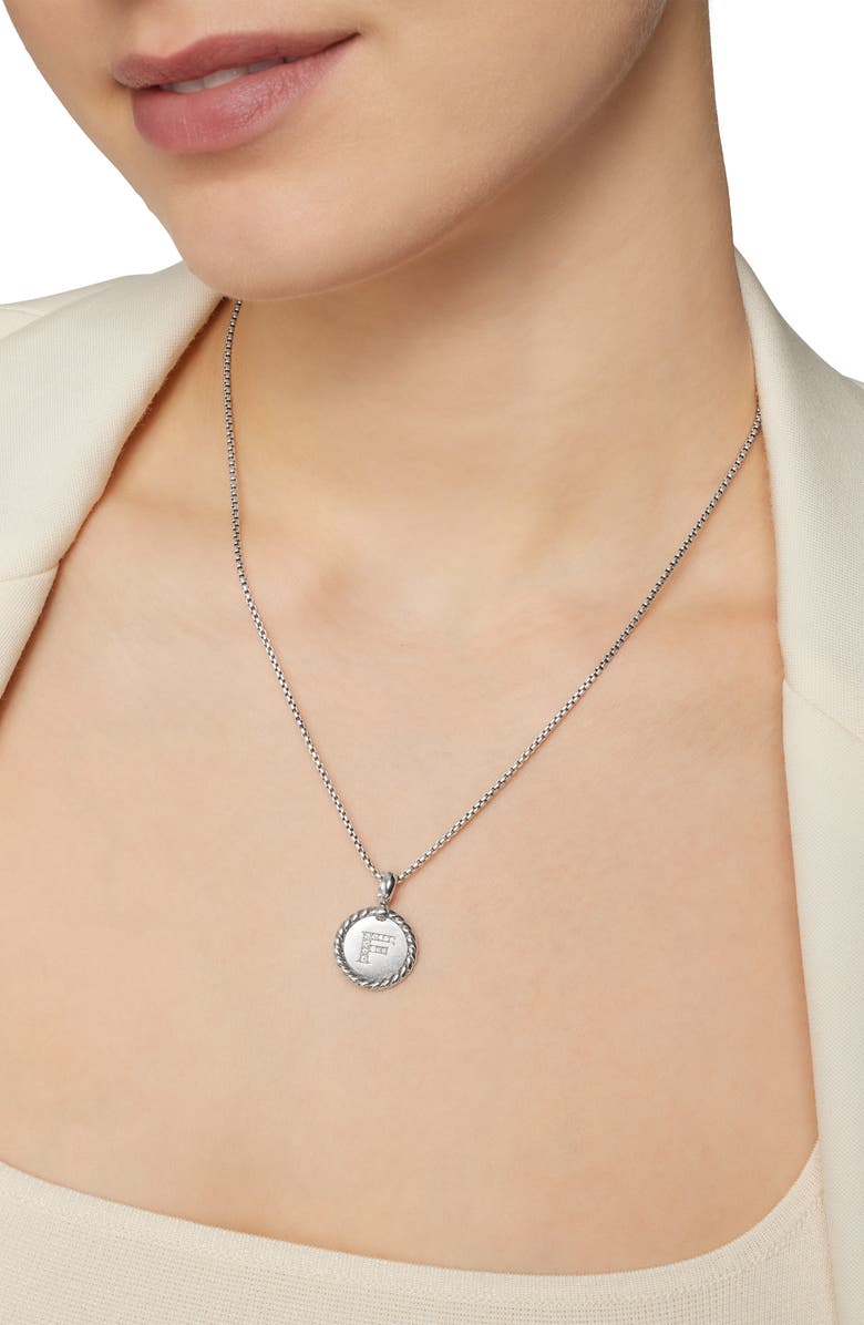 David Yurman Initial Charm Necklace with Diamonds, Alternate, color, Silver/ Diamond-F