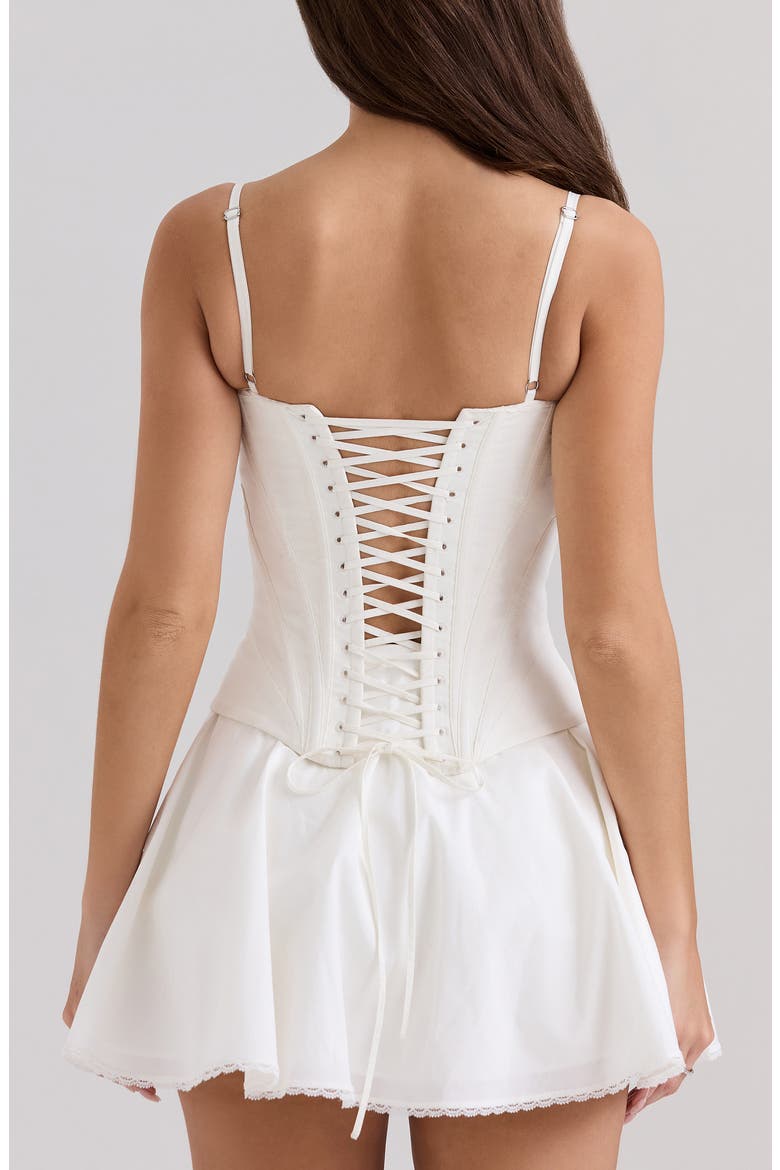 Cadie Stretch Cotton Corset Top, Alternate, color, WHITE