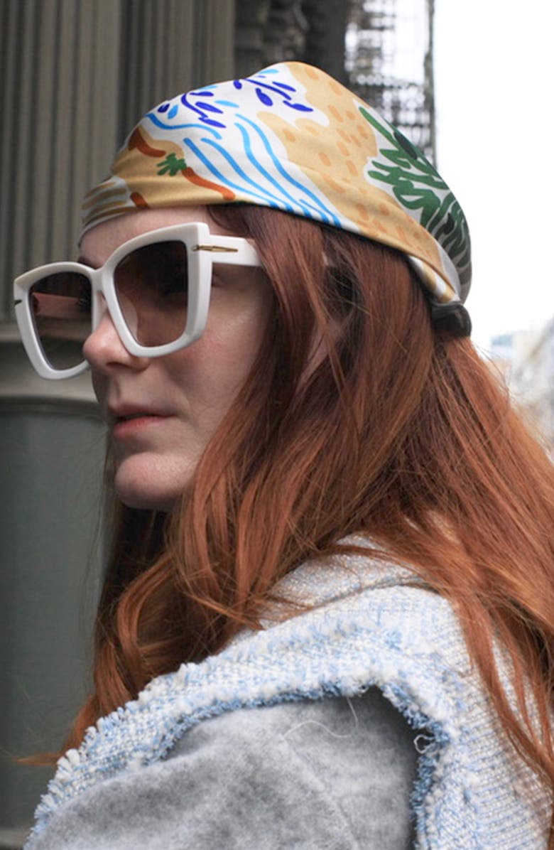 Jessie Zhao New York Silk Bandana Of After Sunset, Alternate, color, Grey