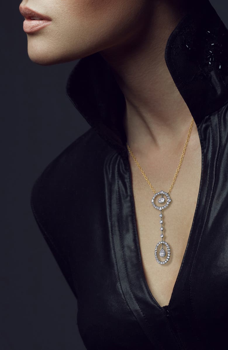 Mindi Mond Double Floating Pendant Necklace, Alternate, color, Plat 18Kyg