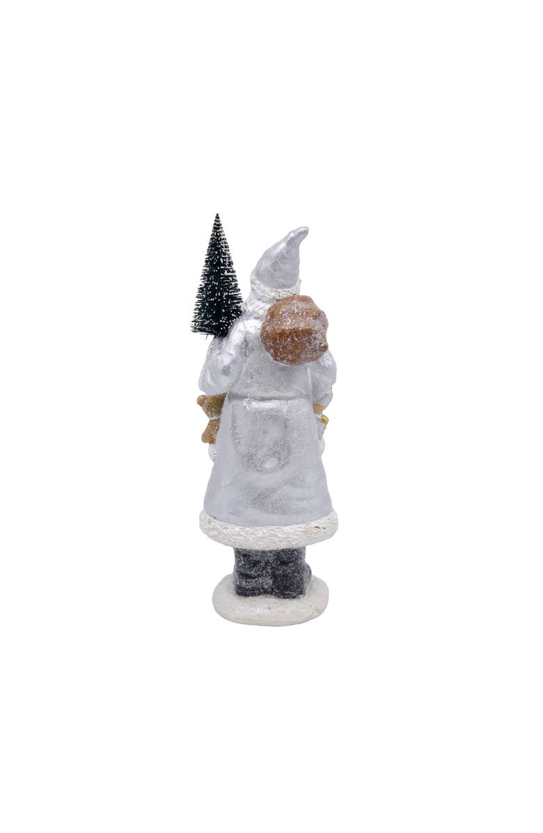 Transpac Resin Silver Gold Santa with Tree Decorative Figurine Holiday Decor, Alternate, color, Red