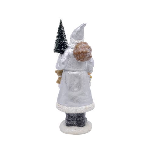 Transpac Resin Silver Gold Santa With Tree Decorative Figurine Holiday Decor In Multi